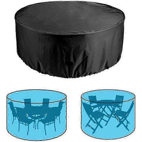 Les housses rondes pour mobilier de terrasse sont compatibles avec une utilisation en extérieur, imperméables et résistantes aux UV, protégeant ainsi les tables et les chaises. (1/5)