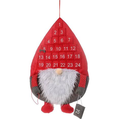 Calendrier De Lavent En Tissu - Père Noël Bonhomme De Neige Renne - Pour Décoration Intérieure Extérieure - 24 Cases - 1 Pièce (1/5)