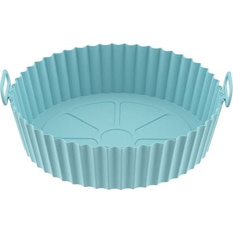 Revêtement de friteuse rond épaissi en Silicone de qualité alimentaire, Flexible, facile à nettoyer, Pot réutilisable bleu vert (1/5)