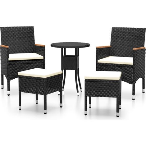 Maison Exclusive - 5-tlg. Garten-Lounge-Set Poly Rattan Schwarz