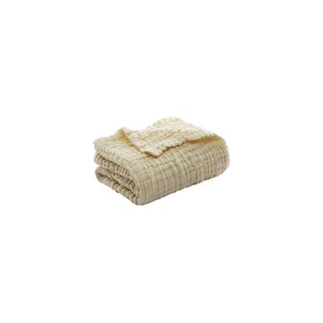 Weiche Musselindecke 203 x 228 cm – 6 leichte und atmungsaktive Lagen – Ganzjährig einsetzbar – Hellbeige (1/5)