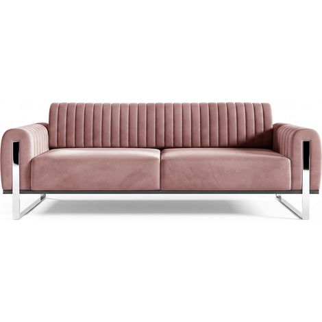 Selsey Parissa - Schlafsofa, Samt Rosa verchromte Füße, 228 cm (1/5)