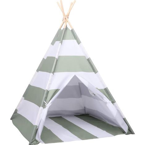 Children Tent Grey and White 120 x 120 x 150 cm Solid pine wood vidaXL