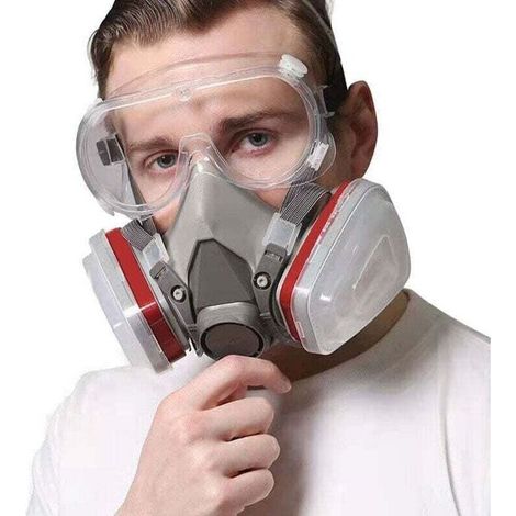 Masque de protection 18 en 1, masque de peinture, réutilisable, masque respiratoire à gaz avec filtre pour pulvérisation, peinture, travaux (1/4)