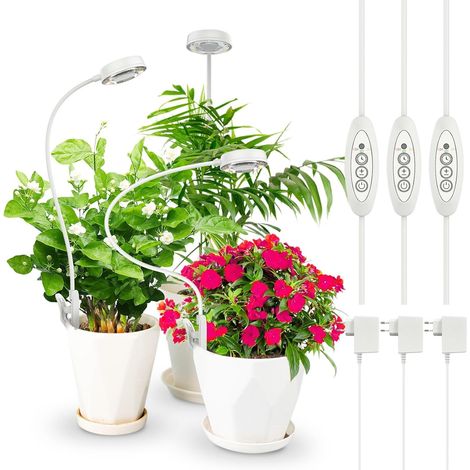 Lampe Plantes Dimmable, Croissance Horticole LED 10W à Spectre Complet, 4 Luminosités, Minuterie 3/6/12H, Lampe de Culture avec Clip pour Petites Plantes Intérieures - Paquet de 3 (1/5)