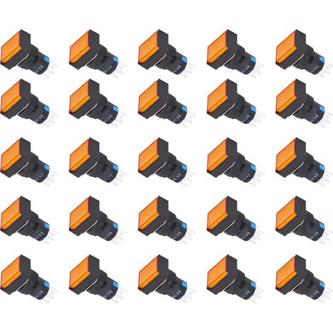 Lot de 25 interrupteurs à bouton-poussoir rectangulaires autobloquants pour relais AC/DC 24 V 5 A (1/5)