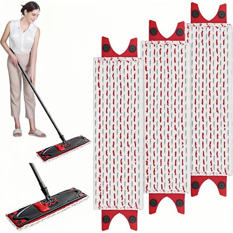 Set mit 3 extra großen Mikrofaser-Wischmoppköpfen, waschbar und wiederverwendbar, für die schnelle und effiziente Reinigung aller Bodenarten (1/5)