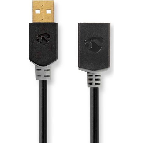Usb cable usb 20 usb a male usb a female 480 mbps gold plated 200 m round pvc anthracite box (1/3)