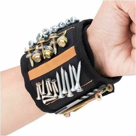 Bracelet magnétique avec 20 aimants puissants - Cadeau idéal pour homme - Bracelet magnétique pour artisans, idéal pour ranger outils, vis, clous, forets (20 aimants) (1/5)