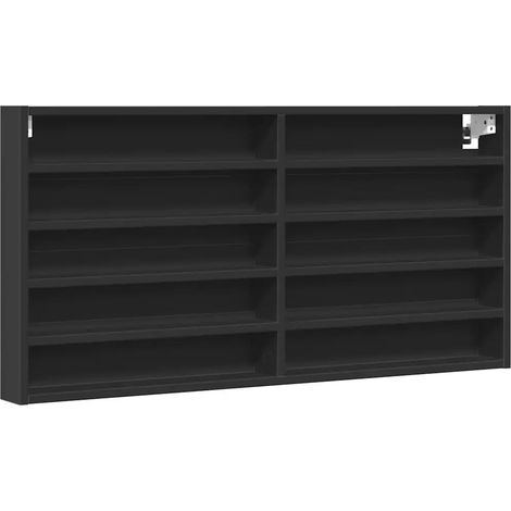 Vetrina nera 100 x 8,5 x 50 cm ampio spazio contenitivo design elegante in legno composito nero 020049516