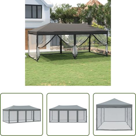 Tente de réception anthracite - Tente de réception pliable avec parois Anthracite 3x6 m (1/5)