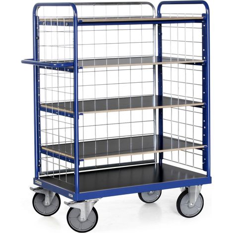 Bako Logistiksysteme Etagenwagen F600 mit 5 Ladeflächen und 3 Gitterwänden 1500mm hoch 1000x700mm