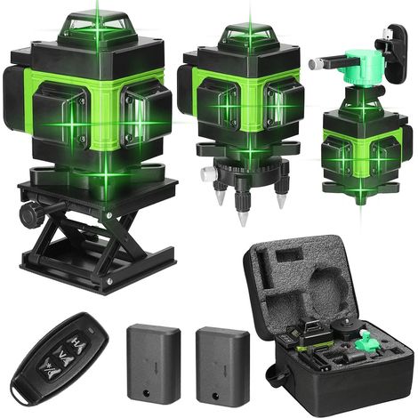 Livella laser, livella laser 4D con 16 linee, linee laser orizzontali e verticali, strumento autolivellante con funzione di livellamento automatico e 2 batterie integrate (1/5)