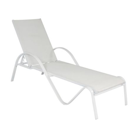 Bain de soleil en aluminium blanc et textilène ivoire MALIGI HOME MG/OLIVINA Blanc (1/2)