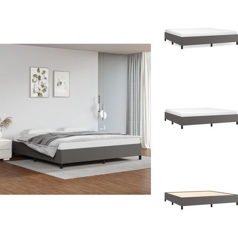 Bettgestell Grau 200x200 cm Kunstleder - Bettrahmen - Schlafzimmermöbel - Doppelbett - Kunstlederbett - Modernes Bett (1/5)