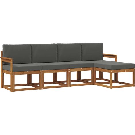 Ensemble de canapés d'extérieur 5 pcs Salon de jardin Naturel et Anthracite (1/5)