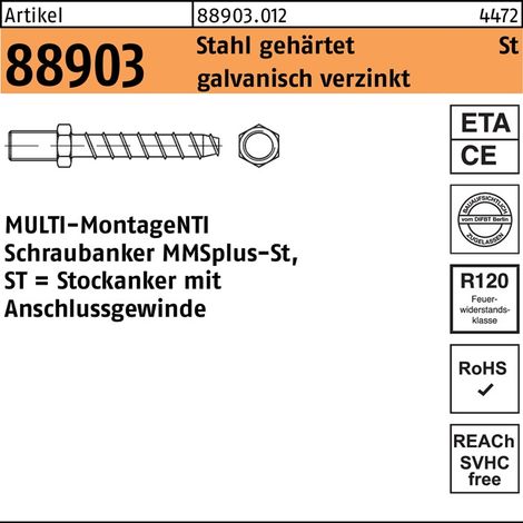 Stockanker R 88903 MMSplus-St 6x55/10/20 SW 10 Stahl galv.verz. 100St. HECO