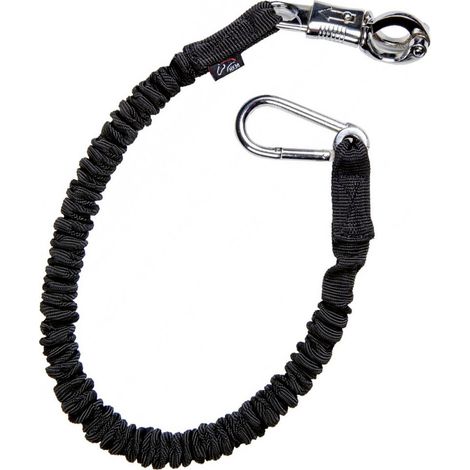 90 cm, Nero 9100: Corda tirante elastica con moschettone classico e antipanico