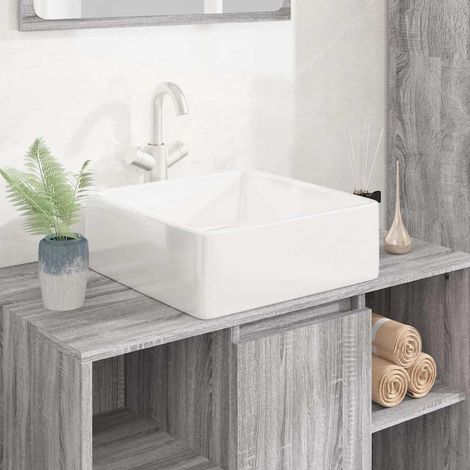 Lavabo-Vasque blanc 37x37x13 cm céramique carré 849636 (1/5)