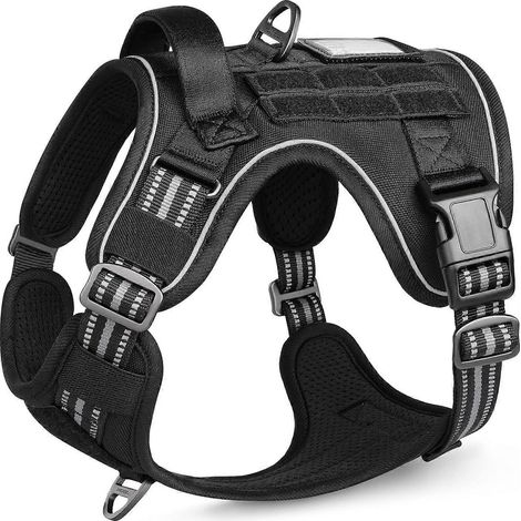 Filiyano-Harnais pour grand chien anti-traction, harnais tactique ajustable avec panneau MOLLE, gilet réfléchissant, poignée de contrôle légère pour (1/5)