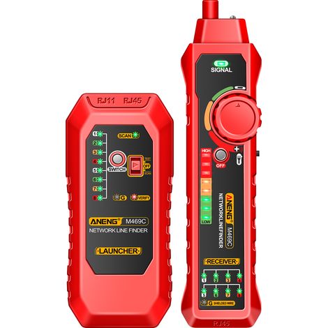 ANENG M469C Détecteur de câbles réseau multifonction RJ45 RJ11 Testeur LAN Outil de mise en réseau Traqueur de câbles Récepteur Traceur Mesure Analyseur de réparation (1/5)