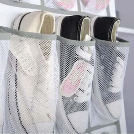 NALOOKAMIC  2 PCS Organiseur de Chaussures à Suspendre 24 poches (Blanc) Range-chaussures à Suspendre sur la Porte Engrener Visible Pliable pour Chaussures Chaussettes Jouets Beauté Accessoires