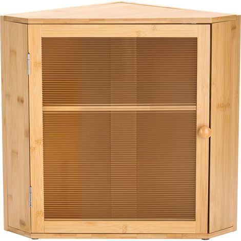 Mophorn Eck-Brotkasten aus Holz mit zwei Ebenen, praktischer Brotbehälter für selbstgebackenes Brot, Aufbewahrungsbox mit gewellter Acryl-Tür, natürliche Brotaufbewahrung