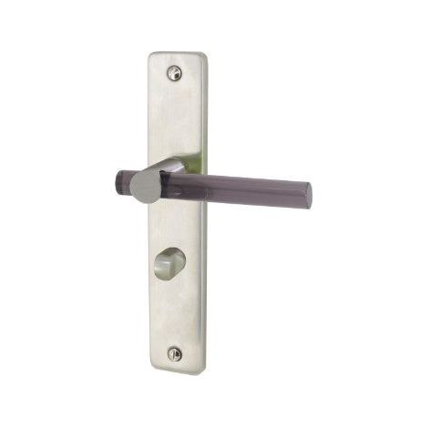DT 2000 391740 Demi poignee de porte sur plaque light acrylique reglisse inox mat condamnation
