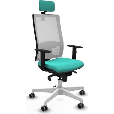 Sedia da ufficio piqueras y crespo Horna tessuto a rete bianco turchese