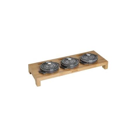 STAUB- Présentoir pour 3 Mini Cocottes, Bambou, 42 x 16 cm (1/3)