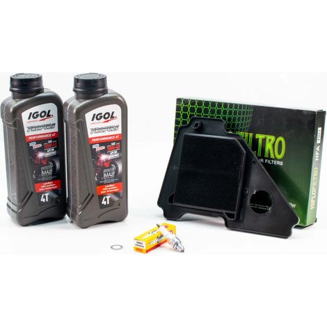 Kit Révision Filtres Bougies pour YAMAHA YBR 125 DIVERSION de 2005 à 2014 - IGOL PROPULS PERFORMANCE 10W40 2L