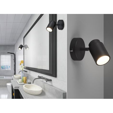 Wandstrahler Badezimmerlampe ANGELO Schwarz, Breite 10,5cm