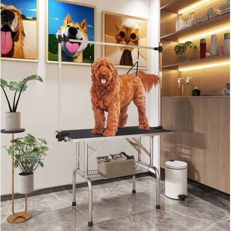 Table de toilettage pour chien pliable, hauteur réglable, 107 x 60 x 170 cm, noire DESVIAE (1/5)
