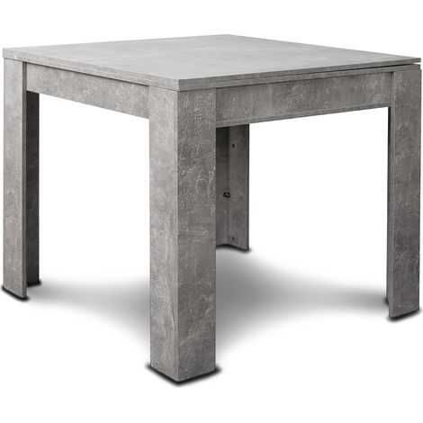 Tavolo da Pranzo Quadrato 90x90 in Legno Cemento Allungabile Apertura a Libro