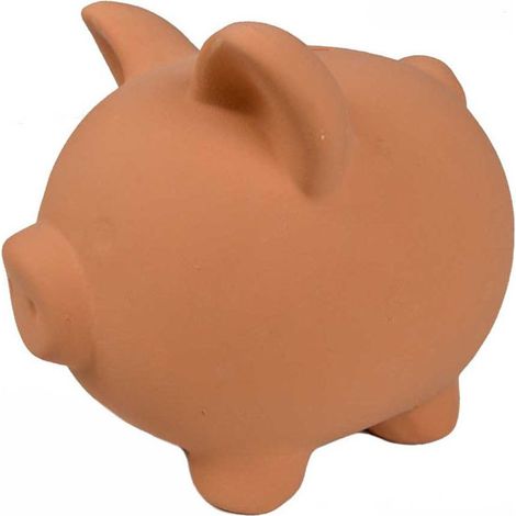 Hucha de terracota con cerdito de 15 cm de largo y 10 cm de alto, Coli'