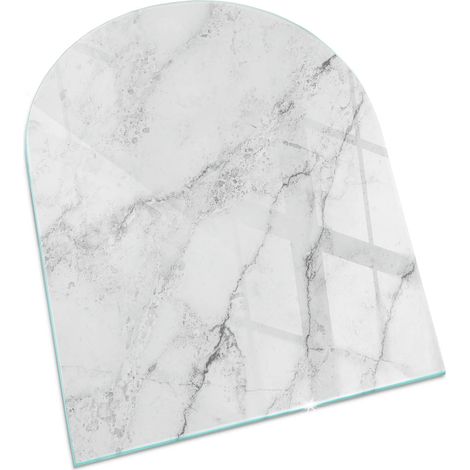 Plaque Rectangulaire de Verre pour Cheminée Revêtement de Sol Plancher de Pare-feu Protection Contre Etincelles Motif marbré avec veines 80x70 cm (1/5)