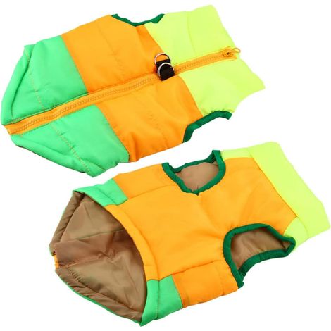 Waterproof and Warm Dog Vest in Soft Cotton, Size S, Three Colors Green-Yellow-Orange, Protects Against Autumn and Winter Cold, Suitable for Walks and Sports (1/5)