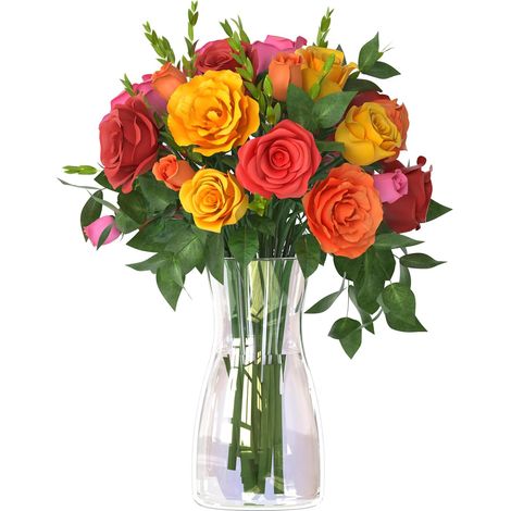 Vase de fleurs irisé en verre pour bouquet de fleurs, vase décoratif pour décoration d'intérieur, centre de table, cadeau (11,4 x 20,3 cm, irisé) (1/5)