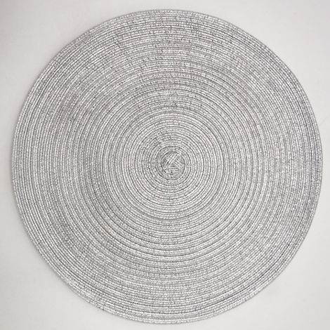 Silbernes, rundes Tischset, 30 x 30 cm, 1 Stück, glitzerndes Tischset, geeignet für Weihnachts-, Familien-, Party-, Hochzeits- und Feiertags-Tischdekoration (1/5)