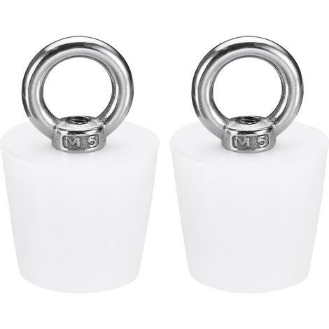 Caoutchouc Conique Bouchon 24 à 31mm Solide Baignoire Bouchon avec Anneau pour Test Tubes, Eau Tuyau, Drainage Trou, Blanc 2 Pièces (1/5)