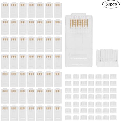 50 pièces connecteur RJ45 Ethernet non blindé, prise modulaire 8P8C pour câble réseau (1/5)