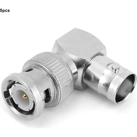 Adaptateur de câble coaxial BNC mâle/femelle en laiton coudé à 90° (lot de 5) (1/5)