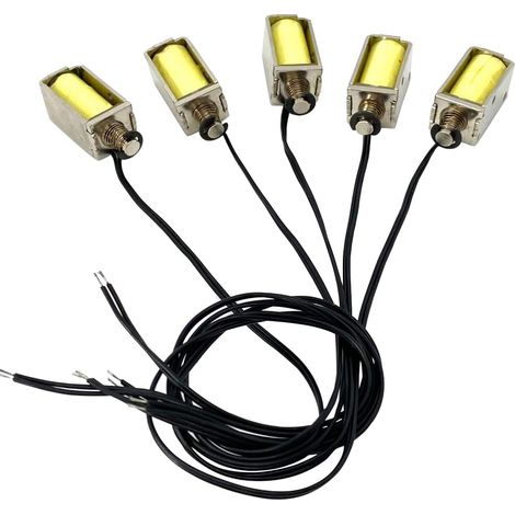 Pack of 5 12 V DC Mini Electromagnet Lifting Magnets, 21 x 10 x 11 mm Push-Pull Design Made of Metal, Linear Actuator Pressure Magnet for DIY Electronics Projects, Arduino & Household Appliances (1/5)
