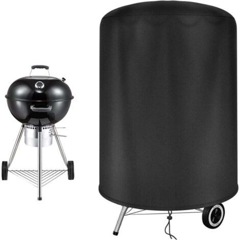 Pair Runde, wasserdichte Grillabdeckung für Weber-Grills, aus UV-beständigem Oxford-Gewebe, mit winddichtem Seitengurt, schwarz (Φ71 x 70 cm)
