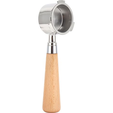 Porte-filtre sans fond 51mm en acier inoxydable avec manche en hêtre pour machine à café - Accessoire de remplacement (1/5)