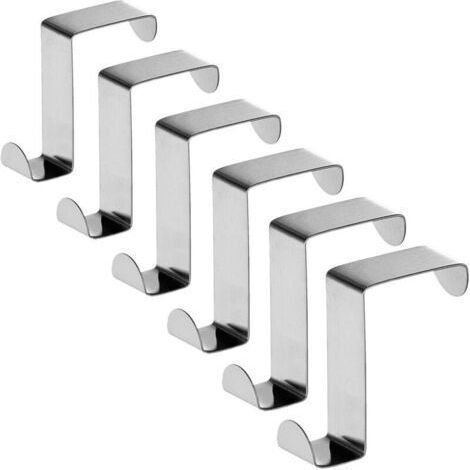 Seger – 6 Crochets de Porte en Acier Inoxydable – Réversibles pour Porte Standart et Placard Armoire – Jusqu’à 5 kg (1/5)