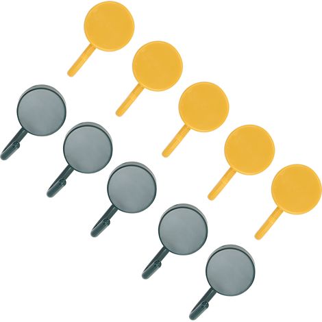 Crochets muraux adhésifs transparents, lot de 10, imperméables et sans trace, fixation murale invisible pour peignoirs et vêtements (vert et jaune) (1/5)