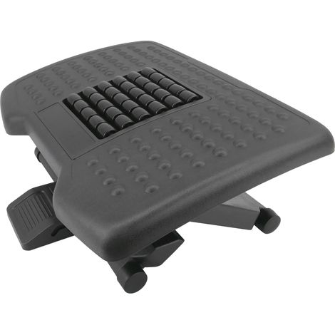 Repose-pieds réglable en plastique ABS noir – Surface de massage texturée – Hauteur ajustable 110/140/170 mm – Pour bureaux et espaces d'étude – Primematik (1/5)