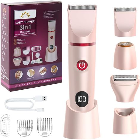 Rasoir Electrique Femme,Lady Shaver für Frauen 3 en 1, Rasoir Électrique Femme avec Affichage LED (1/5)