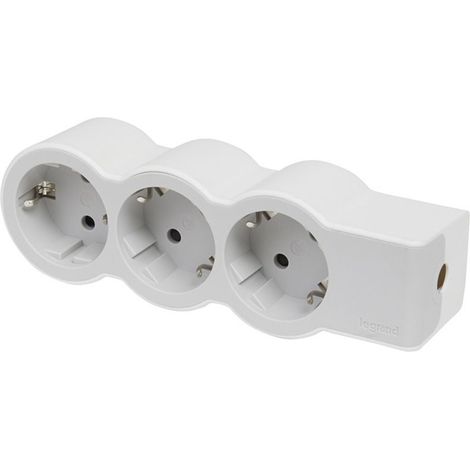 Legrand – Multiprise 3 prises avec mise à la terre – Câble extra-plat pour montage mural – Puissance maximale 3650W – Pour espaces confinés